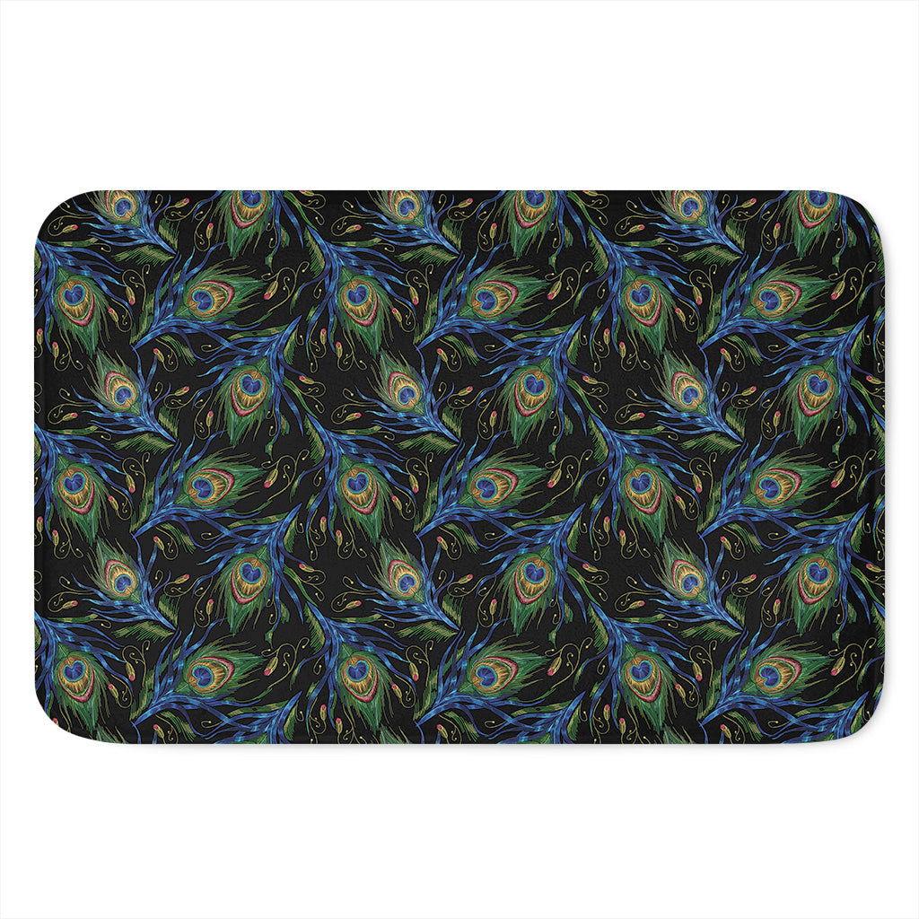 Embroidery Peacock Feather Print Indoor Door Mat