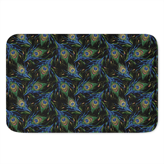 Embroidery Peacock Feather Print Indoor Door Mat