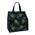 Embroidery Peacock Feather Print Insulated Lunch Tote