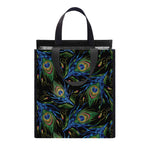 Embroidery Peacock Feather Print Insulated Lunch Tote