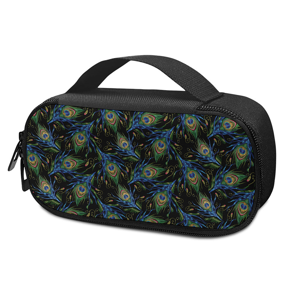 Embroidery Peacock Feather Print Insulin Cooler Travel Case