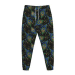 Embroidery Peacock Feather Print Jogger Pants