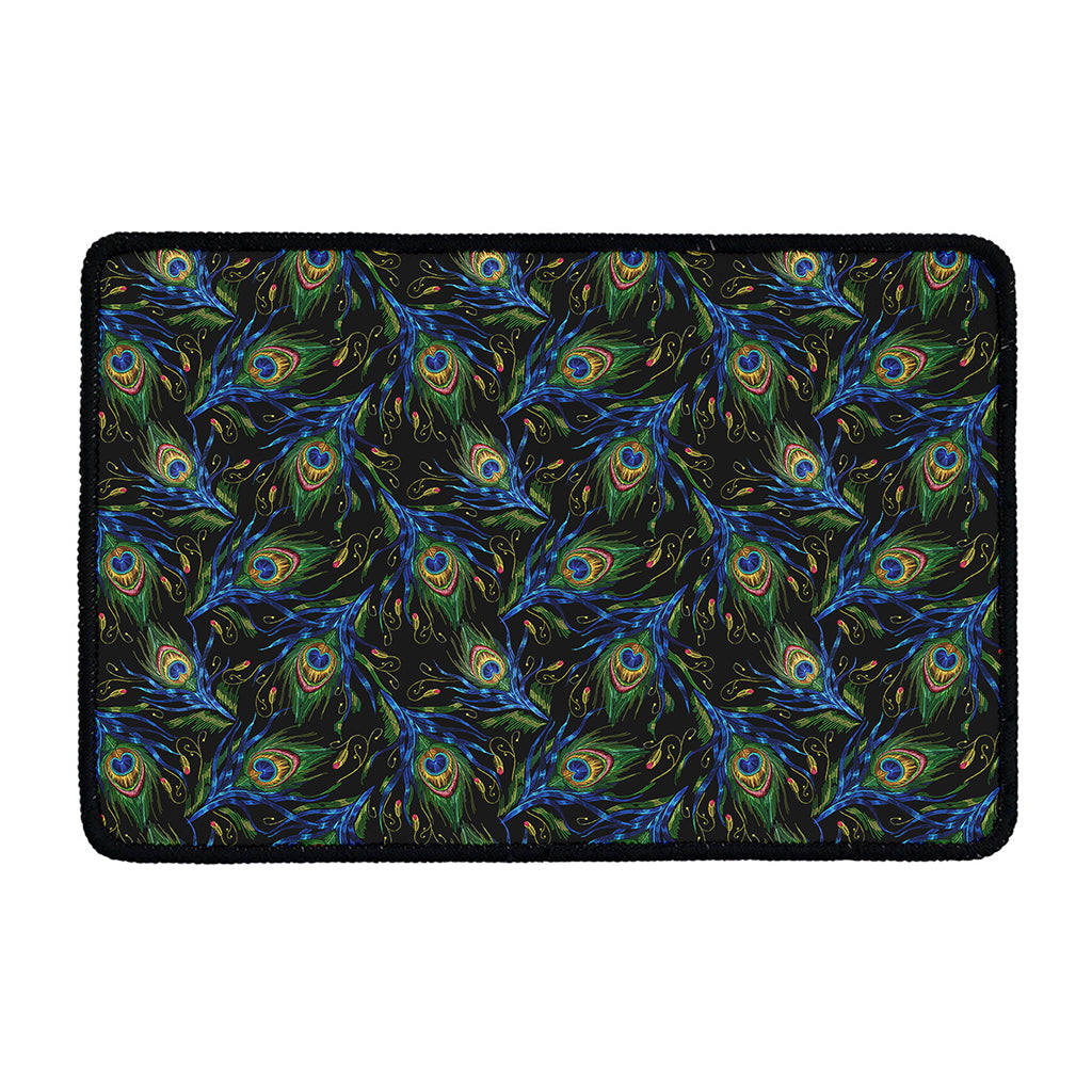 Embroidery Peacock Feather Print Kitchen Mat