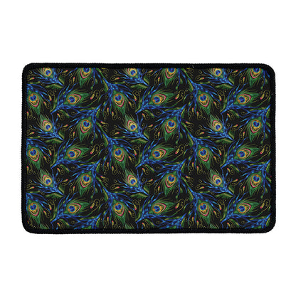 Embroidery Peacock Feather Print Kitchen Mat