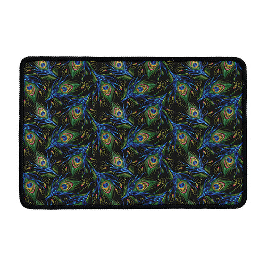 Embroidery Peacock Feather Print Kitchen Mat