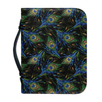 Embroidery Peacock Feather Print Leather Bible Cover