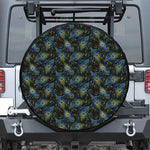Embroidery Peacock Feather Print Leather Spare Tire Cover