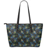 Embroidery Peacock Feather Print Leather Tote Bag