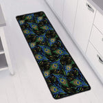 Embroidery Peacock Feather Print Long Kitchen Mat