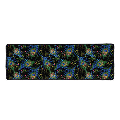 Embroidery Peacock Feather Print Long Kitchen Mat