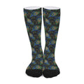 Embroidery Peacock Feather Print Long Socks