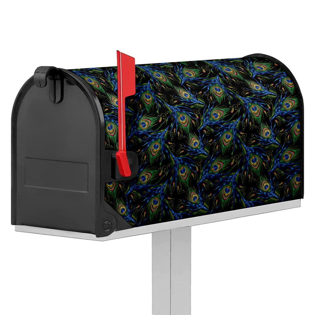Embroidery Peacock Feather Print Mailbox Cover