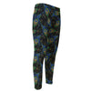 Embroidery Peacock Feather Print Men's Compression Pants