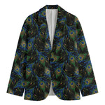 Embroidery Peacock Feather Print Men's Cotton Blazer