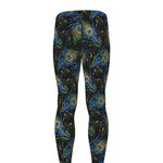 Embroidery Peacock Feather Print Men's leggings