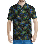 Embroidery Peacock Feather Print Men's Polo Shirt