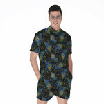 Embroidery Peacock Feather Print Men's Rompers