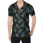 Embroidery Peacock Feather Print Men's Shirt