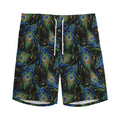 Embroidery Peacock Feather Print Men's Athletic Shorts