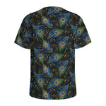 Embroidery Peacock Feather Print Men's Sports T-Shirt