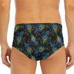 Embroidery Peacock Feather Print Men's Triangle Swim Briefs