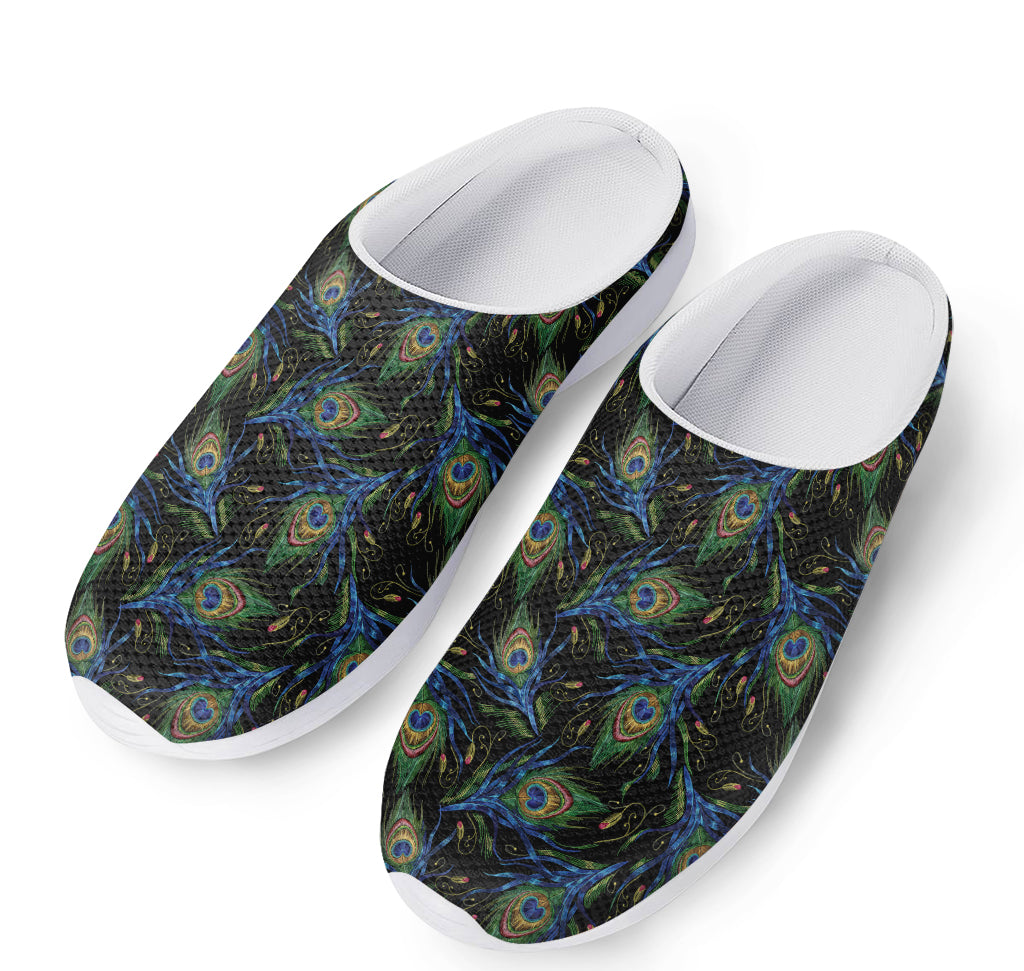 Embroidery Peacock Feather Print Mesh Casual Shoes