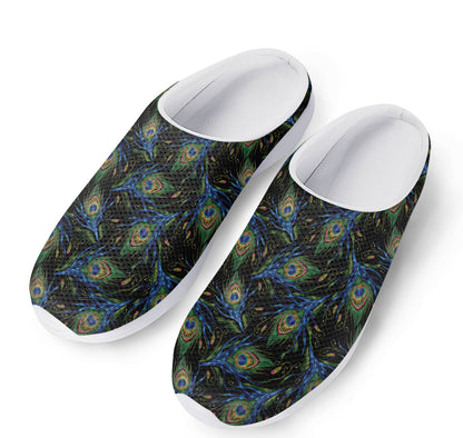 Embroidery Peacock Feather Print Mesh Casual Shoes