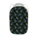 Embroidery Peacock Feather Print Mesh Laundry Hamper