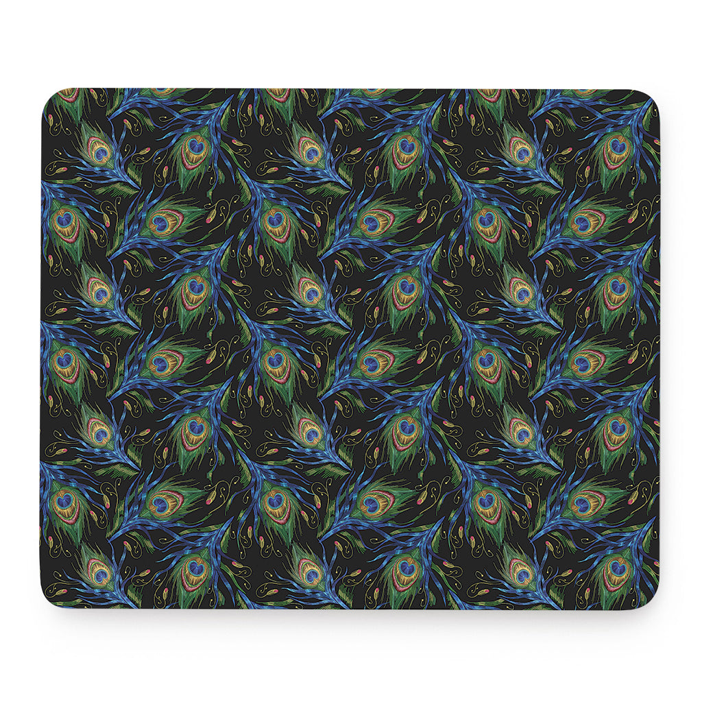 Embroidery Peacock Feather Print Mouse Pad