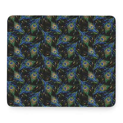 Embroidery Peacock Feather Print Mouse Pad