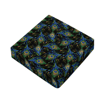 Embroidery Peacock Feather Print Outdoor Seat Cushion Cover