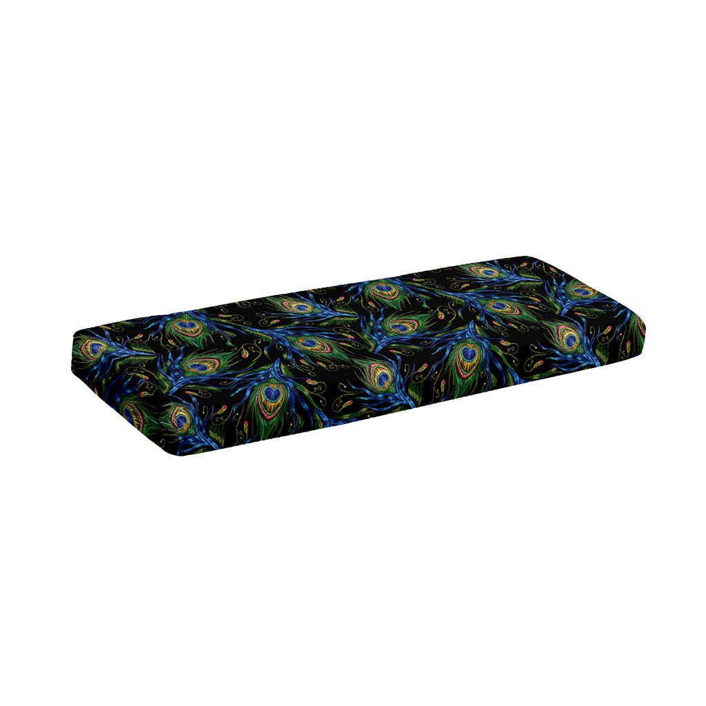 Embroidery Peacock Feather Print Piano Keyboard Cover