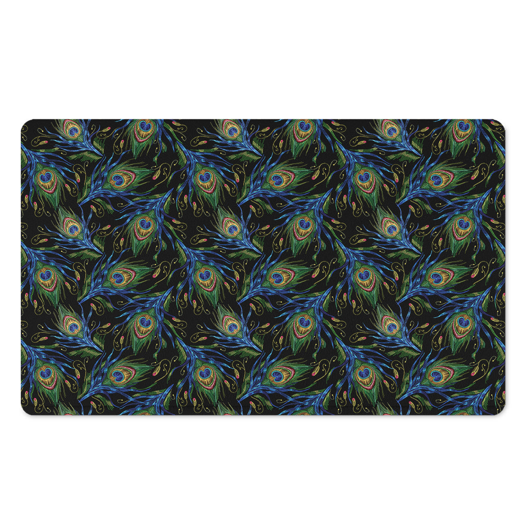 Embroidery Peacock Feather Print Polyester Doormat