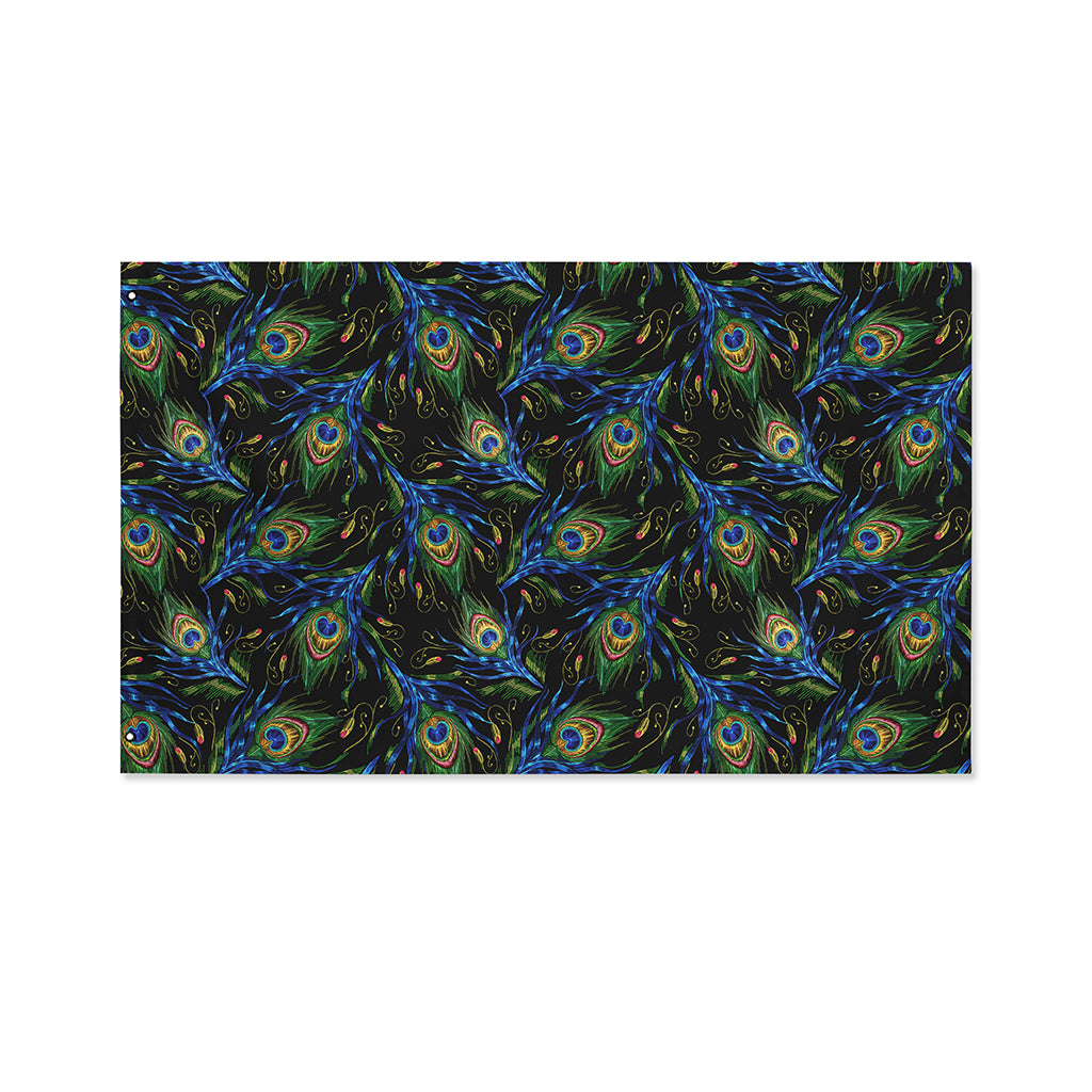 Embroidery Peacock Feather Print Polyester Flag