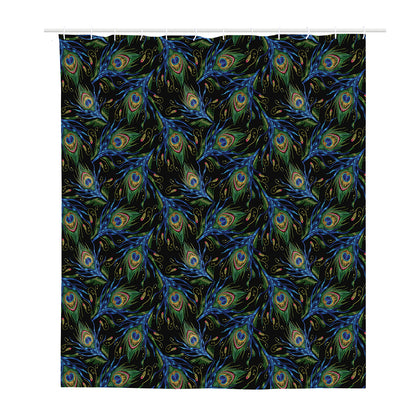 Embroidery Peacock Feather Print Polyester Shower Curtain
