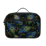 Embroidery Peacock Feather Print Portable Lunch Bag