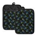 Embroidery Peacock Feather Print Pot Holders With Pocket