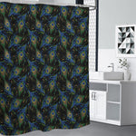 Embroidery Peacock Feather Print Premium Shower Curtain