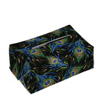 Embroidery Peacock Feather Print Rectangle Tissue Box Cover