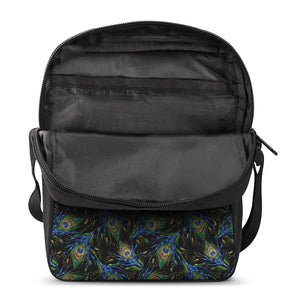 Embroidery Peacock Feather Print Rectangular Crossbody Bag