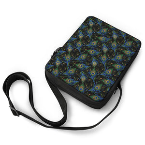 Embroidery Peacock Feather Print Rectangular Crossbody Bag