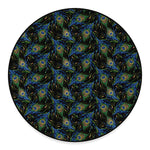 Embroidery Peacock Feather Print Round Floor Mat