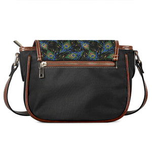 Embroidery Peacock Feather Print Saddle Bag