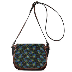 Embroidery Peacock Feather Print Saddle Bag