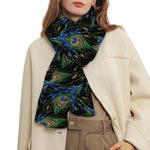 Embroidery Peacock Feather Print Scarf