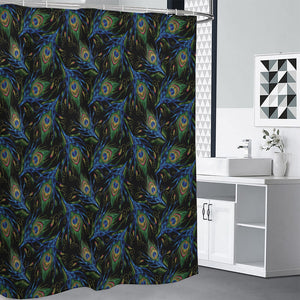 Embroidery Peacock Feather Print Shower Curtain