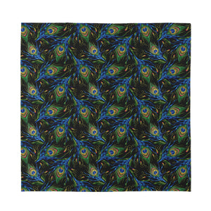 Embroidery Peacock Feather Print Silk Bandana