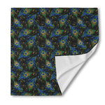 Embroidery Peacock Feather Print Silk Bandana