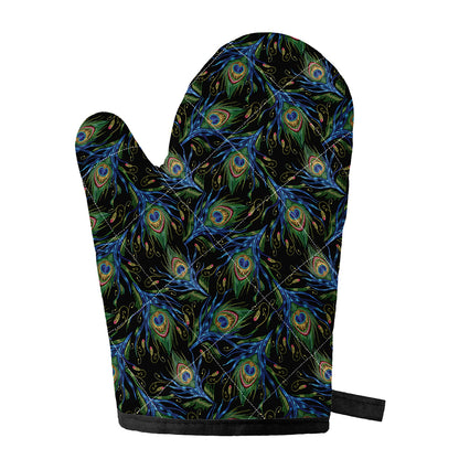 Embroidery Peacock Feather Print Single Oven Mitt