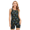 Embroidery Peacock Feather Print Sleeveless One Piece Swimsuit